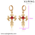 27927-Xuping Jewelry boucles d&#39;oreilles en or croisées religion ladies